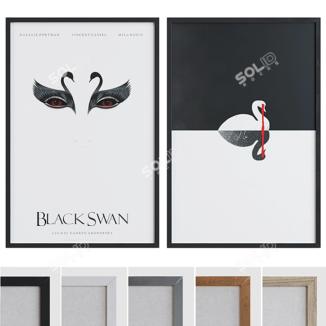 Modern Picture Frame Set with Black Swan Movie Posters 3D model image 1