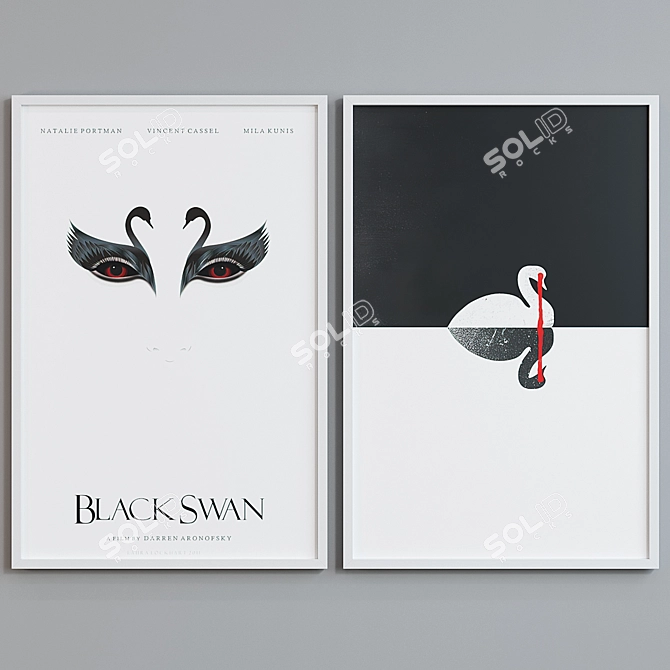 Modern Picture Frame Set with Black Swan Movie Posters 3D model image 2