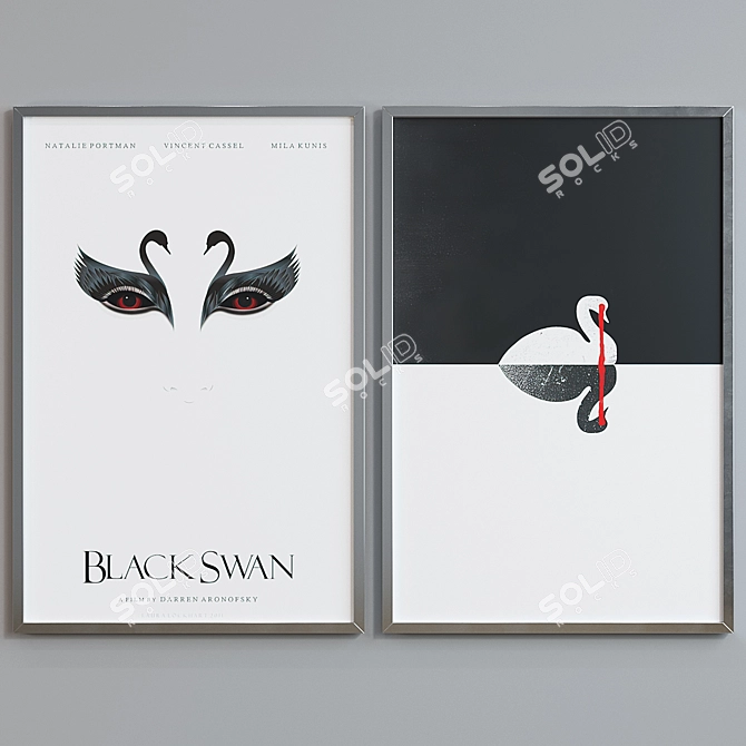 Modern Picture Frame Set with Black Swan Movie Posters 3D model image 3