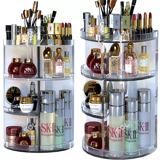 Beauty Essentials Kit: Cosmetics, Perfume, Lipstick 3D model image 1