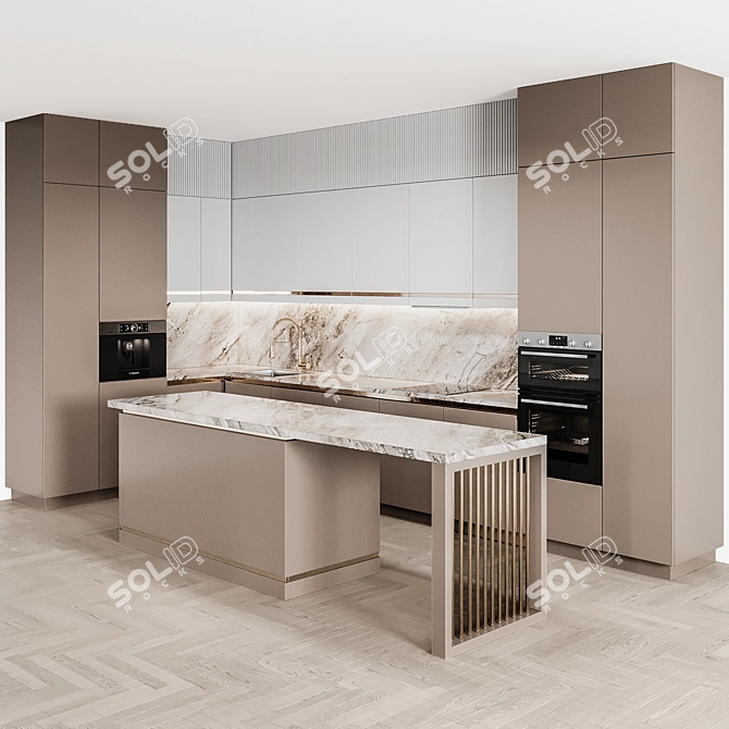 Adjustable Modern Kitchen 3D model image 1