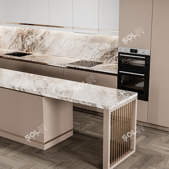 Adjustable Modern Kitchen 3D model image 4