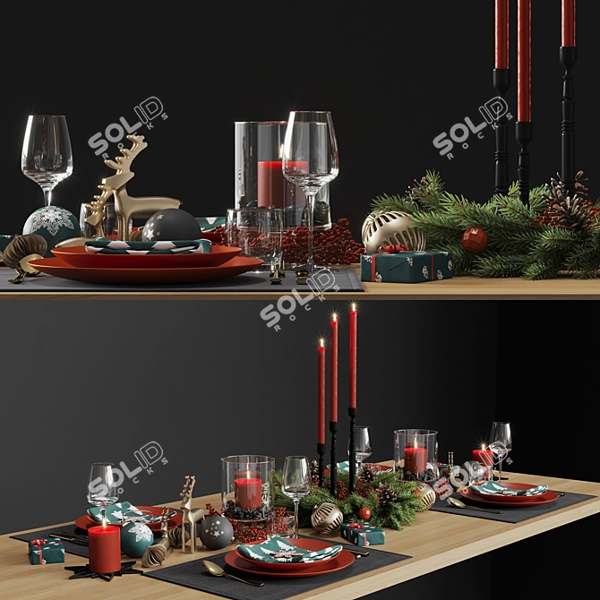 Festive Table Setting 3D model image 1