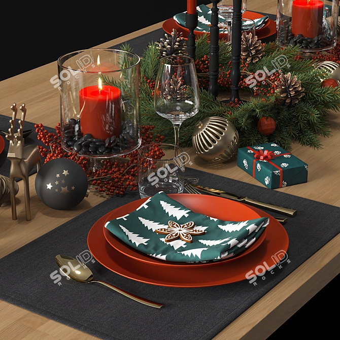 Festive Table Setting 3D model image 3