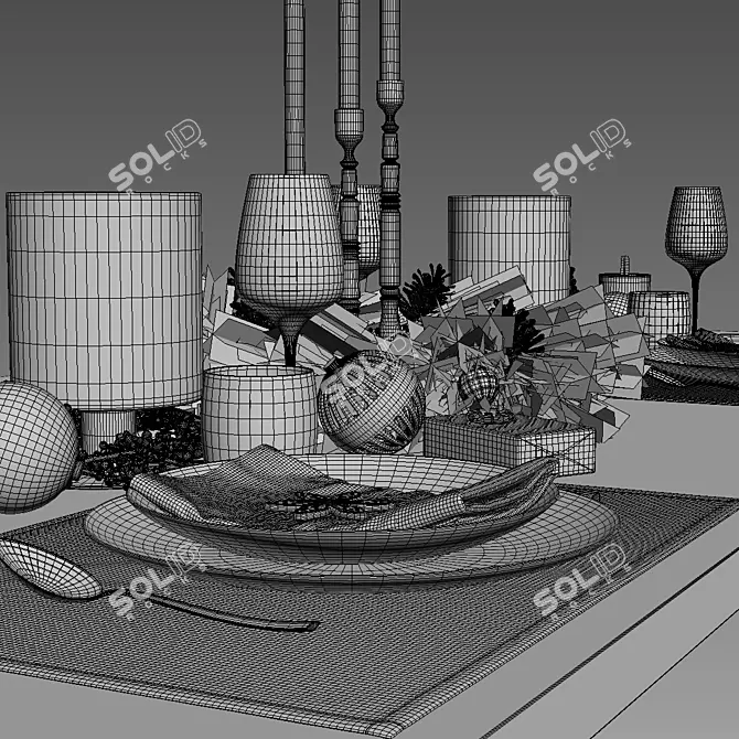 Festive Table Setting 3D model image 4