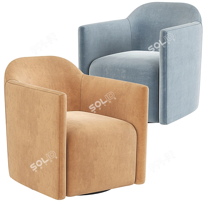 Blu Dot About Face Swivel Chair - Modern Velvet Lounge Seating 3D model image 3