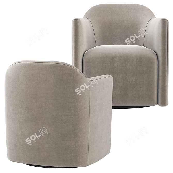 Blu Dot About Face Swivel Chair - Modern Velvet Lounge Seating 3D model image 5