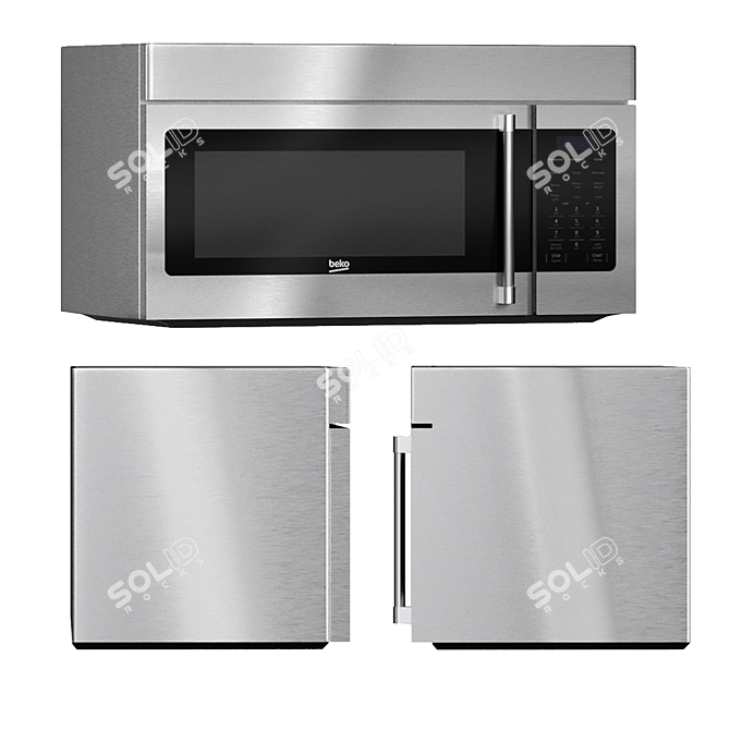 Beko Kitchen Appliance Set: Refrigerator, Cooktop, Wall Oven, Microwave 3D model image 4