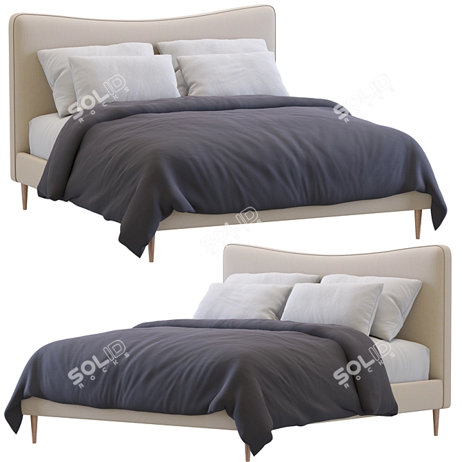 Elegant Myla Bed by West Elm - Timeless and Chic 3D model image 1