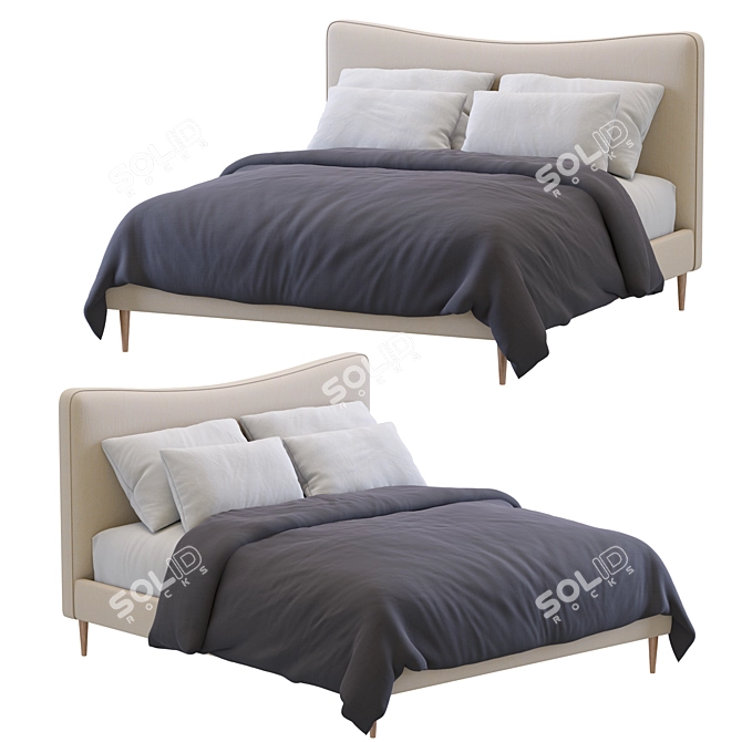 Elegant Myla Bed by West Elm - Timeless and Chic 3D model image 5
