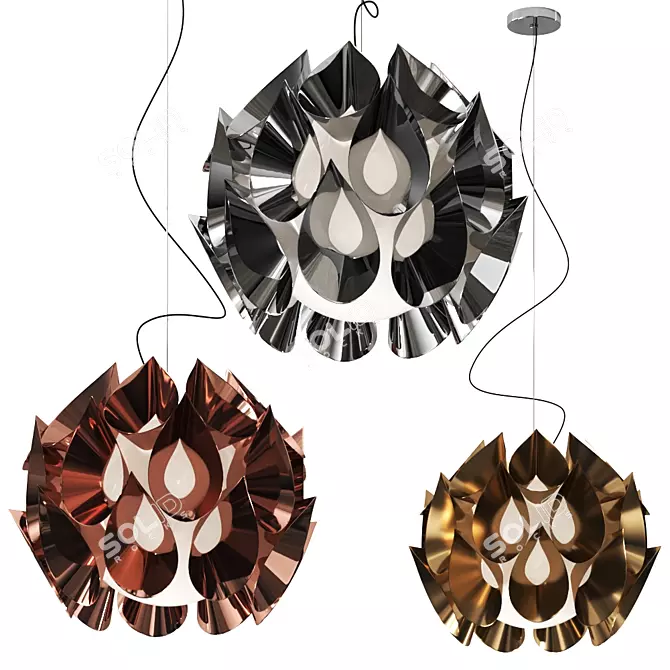 Flora Pewter Pendant Lamp: Elegant Illumination for Modern Spaces 3D model image 1