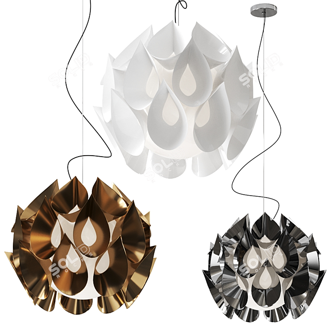 Flora Pewter Pendant Lamp: Elegant Illumination for Modern Spaces 3D model image 2