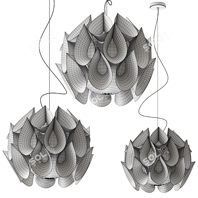 Flora Pewter Pendant Lamp: Elegant Illumination for Modern Spaces 3D model image 3