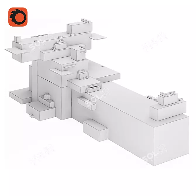 Suprematist Architecton Sculpture 3D model image 4