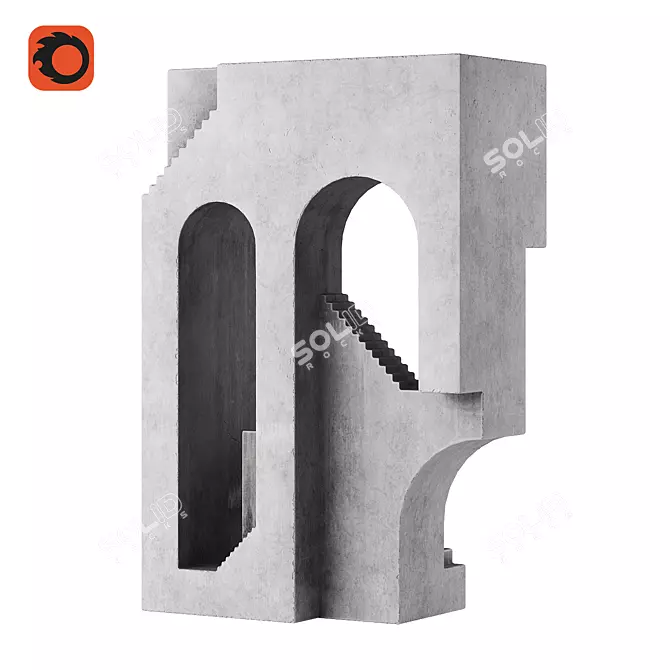 Concrete Sculpture Stairway Replica 3D model image 3