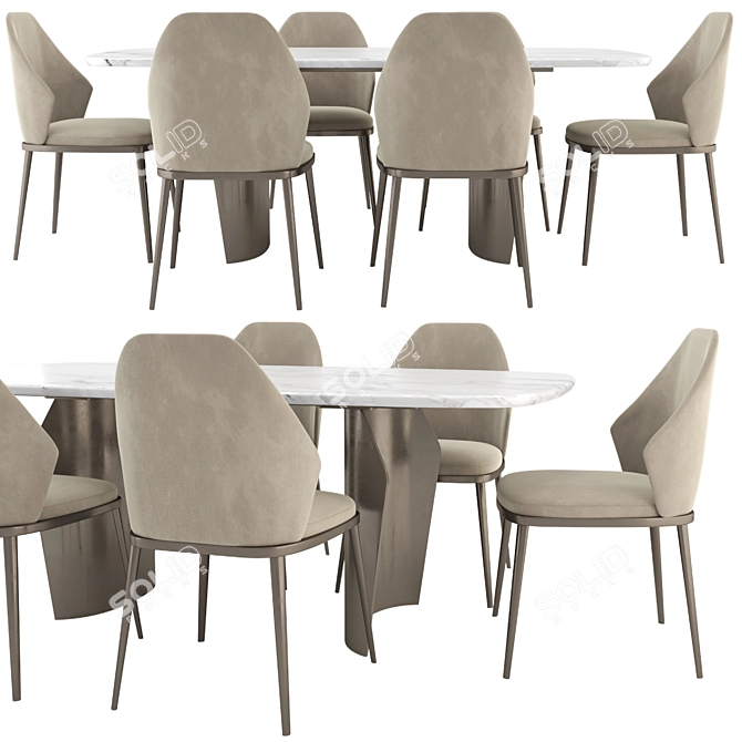 Elegant Mida Chair & Flame Table 3D model image 1