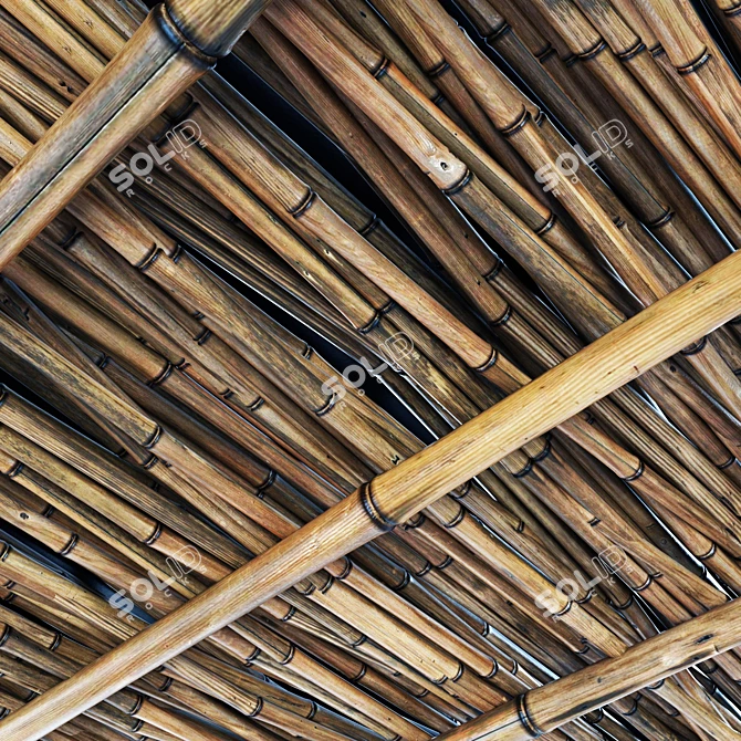 Bamboo Crooked Branch Ceiling Deco 3D model image 5
