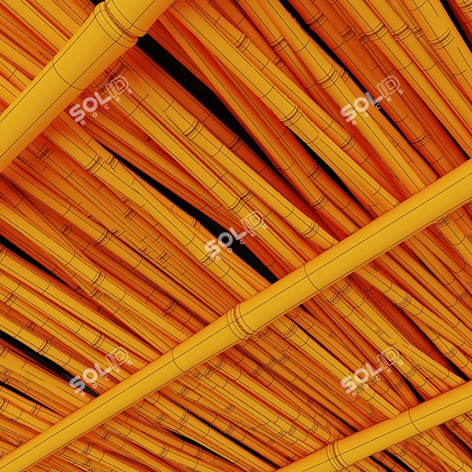 Bamboo Crooked Branch Ceiling Deco 3D model image 7