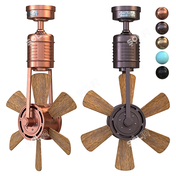 Outdoor Iron Ceiling Fan with Remote 3D model image 2