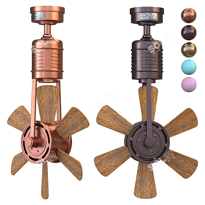 Outdoor Iron Ceiling Fan with Remote 3D model image 6