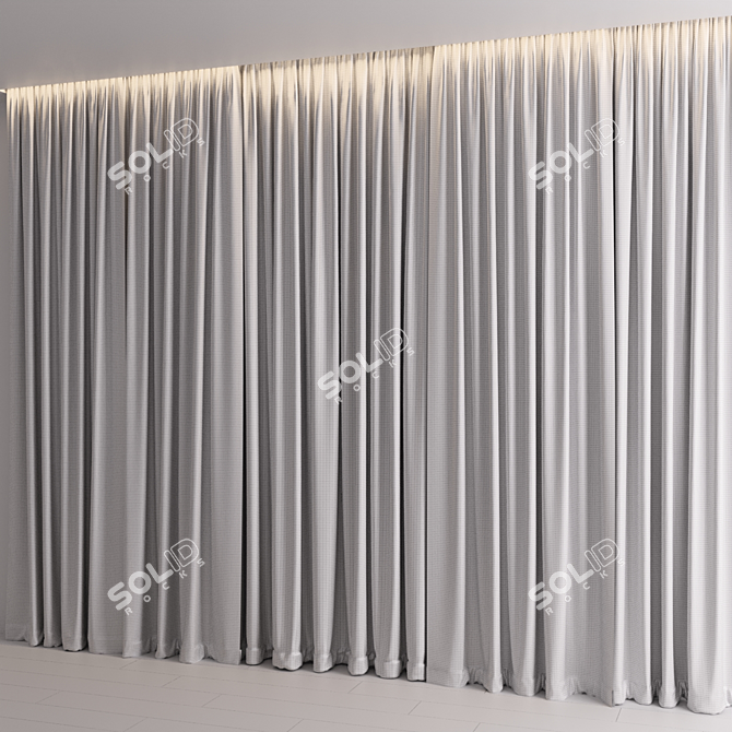 Modern Scandinavian Beige Curtains 3D model image 4