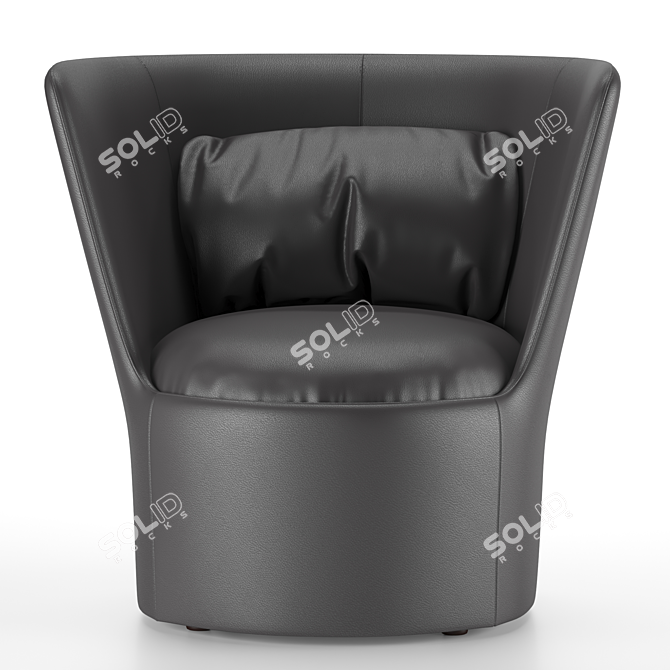 Luxurious Dark Green Fabric Armchair 3D model image 3