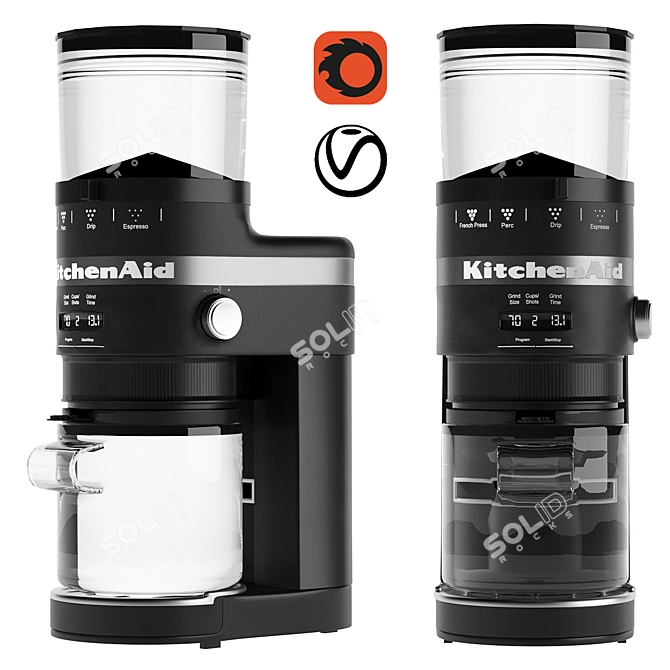 Matte Black KitchenAid Burr Grinder 3D model image 1