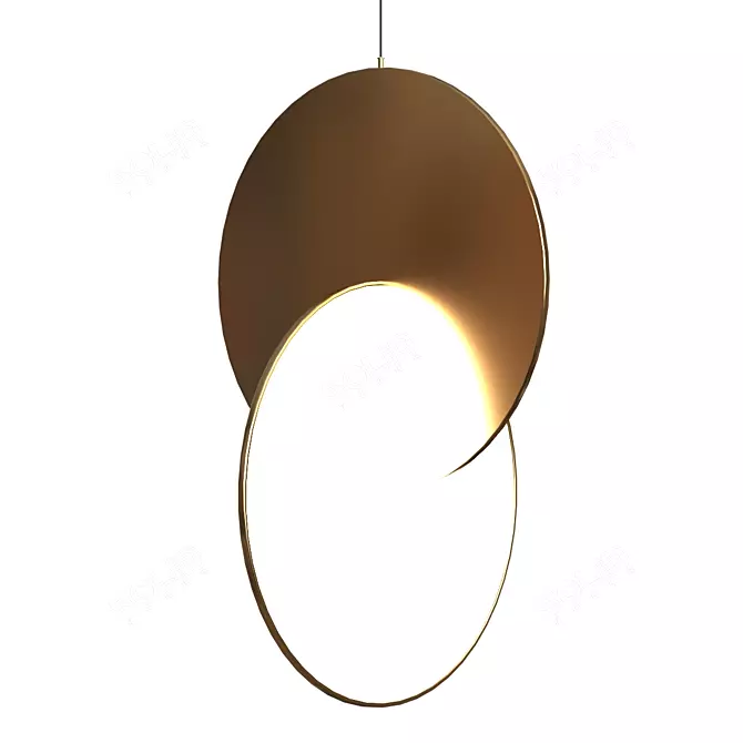 Elegant Gold Eclipse Pendant - 20cm x 40cm 3D model image 1