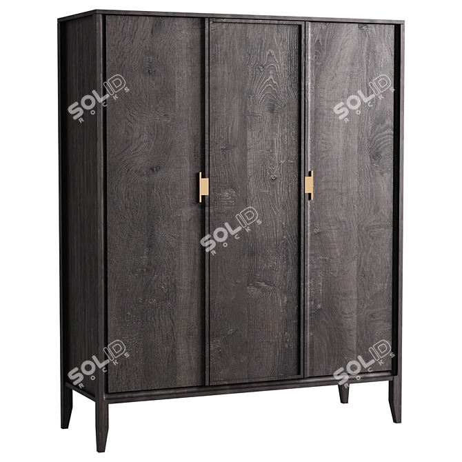 Versatile City Wardrobe with 3 Fronts - Ultimate Storage Solution 3D model image 1