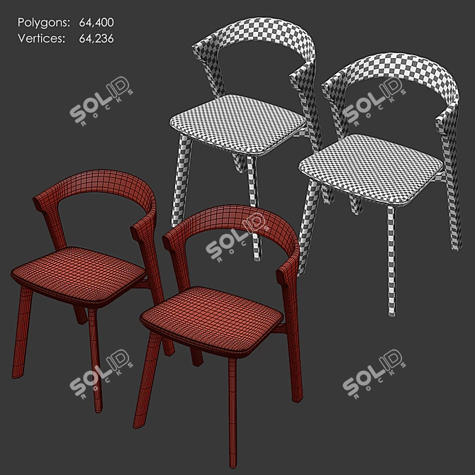 BOK Oak Dining Chair: Contemporary Seating 3D model image 6