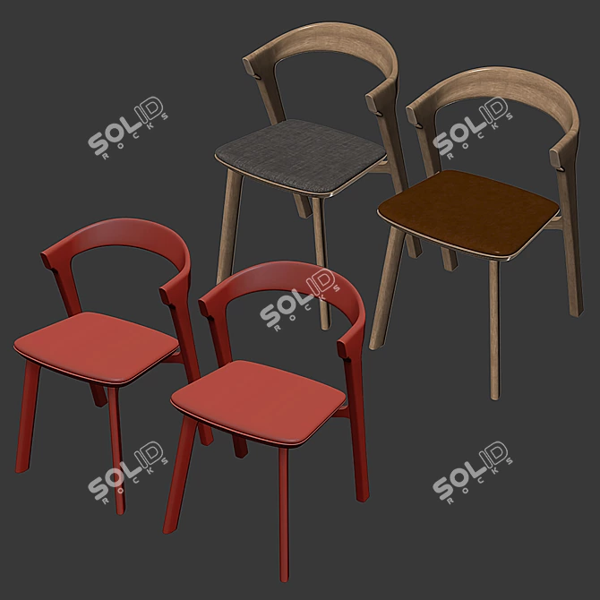 BOK Oak Dining Chair: Contemporary Seating 3D model image 10