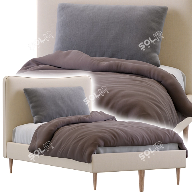 Elegant Myla Single Bed 3D model image 1