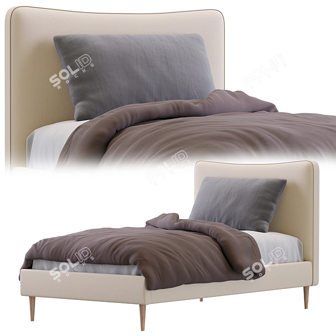 Elegant Myla Single Bed 3D model image 2