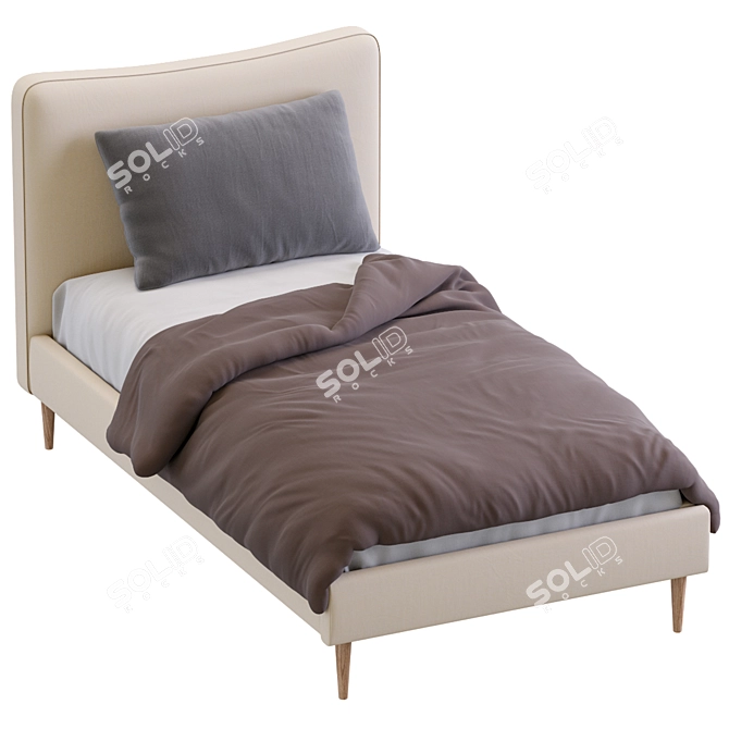 Elegant Myla Single Bed 3D model image 3