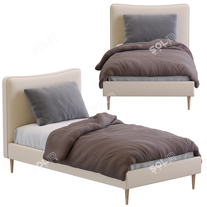 Elegant Myla Single Bed 3D model image 4