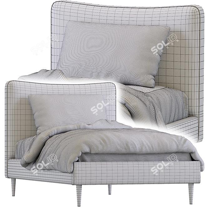 Elegant Myla Single Bed 3D model image 5