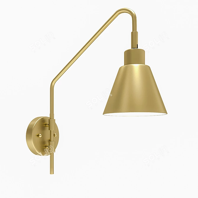 Vintage Brass Swing Arm Wall Lamp 3D model image 1