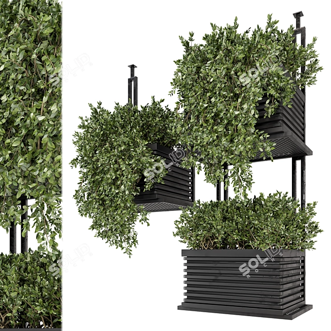 Modern Metal Box with Hanging Indoor Plants 3D model image 2