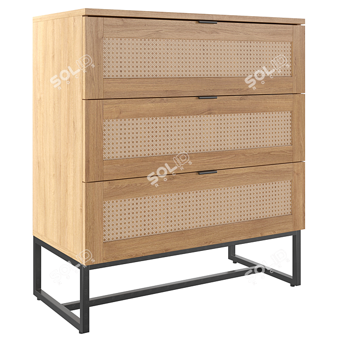 Nordic Charm: 3-Drawer Chest 3D model image 1