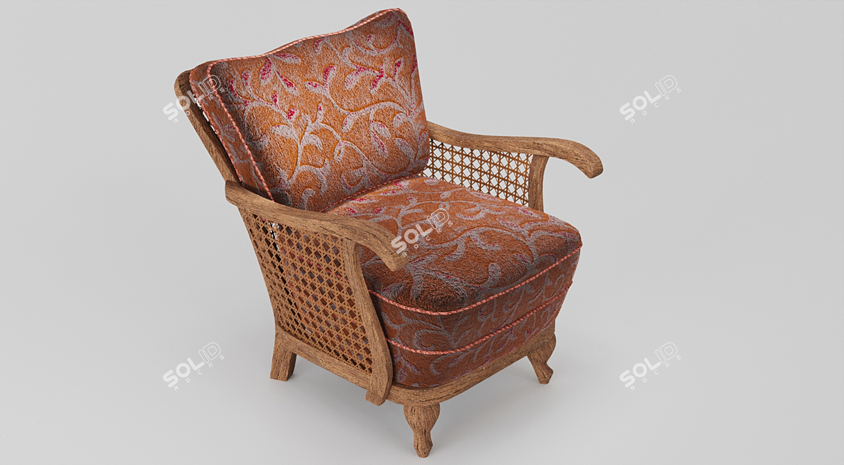 Cozy Wicker Armchair 3D model image 1