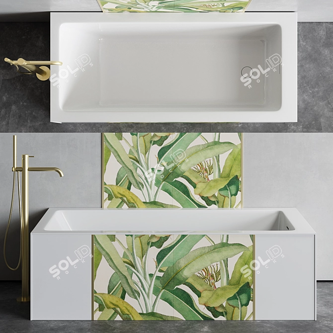 Summertime Oasis - Floral Ceramic Bathtub 3D model image 6