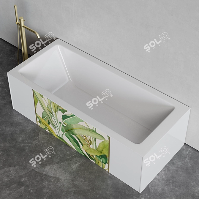 Summertime Oasis - Floral Ceramic Bathtub 3D model image 7