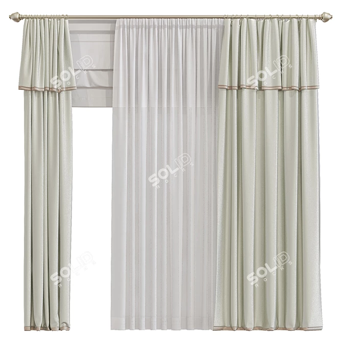 Sleek Curtain Design 3D model image 1