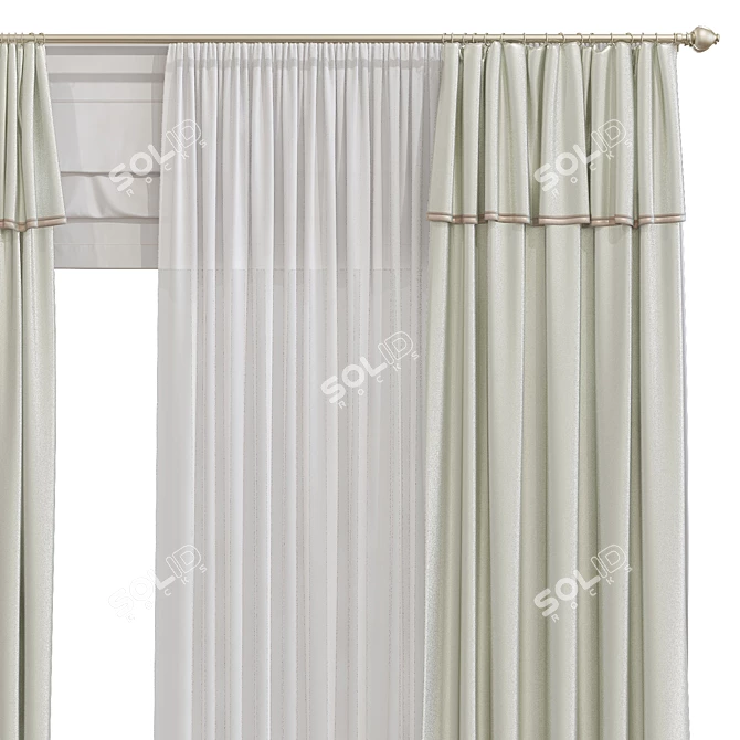 Sleek Curtain Design 3D model image 2