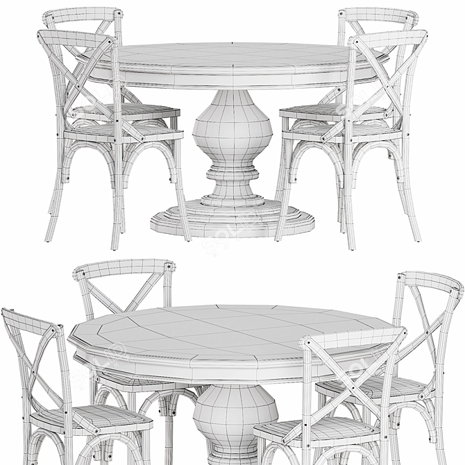 Carterville Solid Leeds Wood Dining Table 3D model image 6