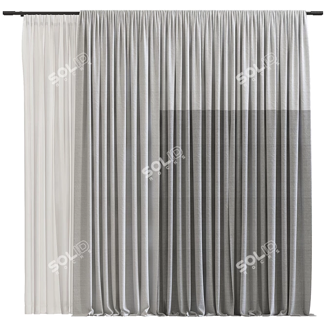 Elegant Sheer Window Curtain 3D model image 1