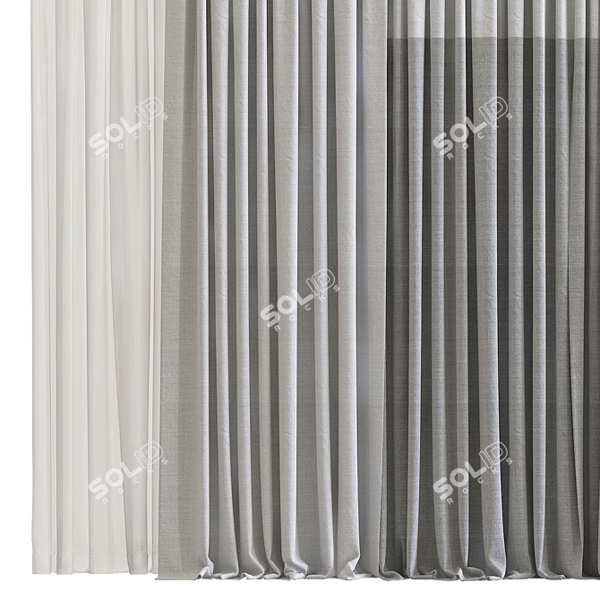 Elegant Sheer Window Curtain 3D model image 2