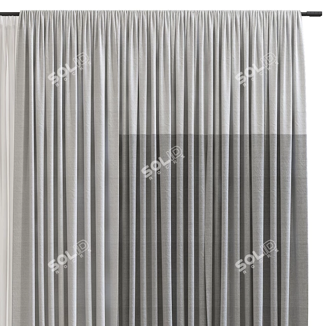 Elegant Sheer Window Curtain 3D model image 3