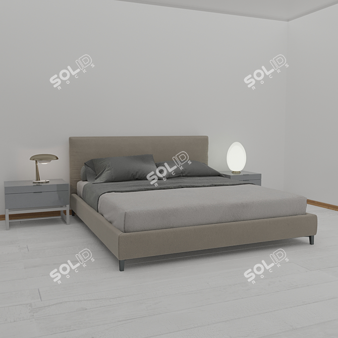 Luxury Double Bed 3D model image 1