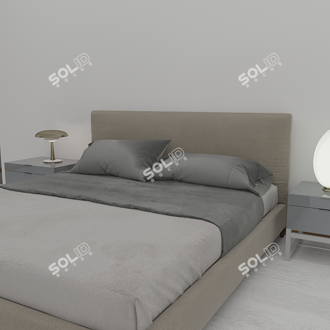 Luxury Double Bed 3D model image 2